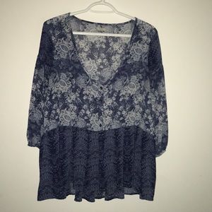 Ecote Sheer Flowy Blouse